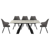 Vortex Grey Gloss Ceramic Extending Dining Table With Marlow Dining Chairs - Pendle Village Furniture
